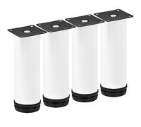 TCHOSUZ Lot de 4 pieds de meubles en métal de 20,3 cm, ronds en acier inoxydable avec vis, pieds de rechange modernes pour armoire, table de chevet, banc TV, 20 cm