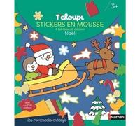Nathan Kit créatif T'choupi Ma pochette créative de Noël – Stickers mousse, 4 tableaux – Dès 3 ans