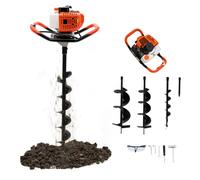 TCICOP Tarière à essence 52 CC avec 3 forets 100/150/200 mm | Tarière à essence avec rallonge, 6500-8500 tr/min, 1460 W, perceuse à moteur, avec lunettes de protection, pour clôture