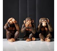 TCIUXYQ Lot de 3 Statues de Singe - Sculpture de singes « Hear No Evil See No Evil Speak No Evil » - 3 singes de la Sagesse pour décoration de la Maison, décoration de Bureau pour Homme, décoration