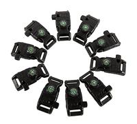 TcJ-Chen Lot de 10 boucles de sifflet d'urgence avec boussole, allume-feu et grattoir à silex pour le camping en plein air (noir)