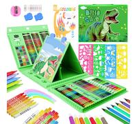 TCJJ Ensemble D'Art Dinosaure De 208 Pcs Pour Enfants,Set De Coloriage Pour Filles Avec Livre De Coloriage Licorne,Pastels à L'Huile,Crayons De Couleur,Cadeaux Licorne Pour Les Filles De 3 à 12 Ans.