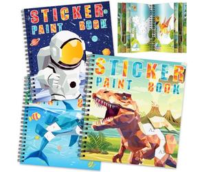 TCJJ Lot De 3 Livres D'Autocollants Dinosaures Pour Enfants De 3 à 8 Ans, 30 Images Livre D'Autocollants Par NuméRo, Livre D'Autocollants Pour Enfants Pour AméLiorer L'Intelligence, Cadeaux De NoëL