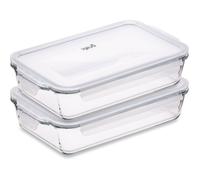 TCJMAY SARL-Lot de 2 plats à lasagnes en verre 2 2L avec couvercles hermétiques micro-ondes lave-vaisselle