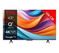 TCL 43T7B - Classe de diagonale 43" T7B Series TV LCD rétro-éclairée par LED - QLED Pro - Smart TV - Google TV - 4K UHD (2160p) 3840 x 2160 - HDR - Quantum Dot Pro - titane métallique brossé Titane mé