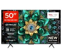 TCL 50Q6C QD-Mini LED TV, 4K HDR Premium 1000nits, Smart TV alimenté par Google (Dolby Vision IQ et Atmos, système Audio Onkyo 2.1, Motion Clarity Pro 144Hz, Game Master, contrôle Vocal Mains Libres)