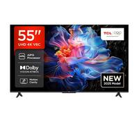 TCL 55V6C Smart TV 55 pouces 4K Ultra HD, compatible HDR10+, dalle HVA rigide, Dolby Vision