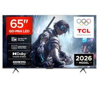 TCL 65T8D 65 Pouces QLED avec QD-Mini LED Dimming 4K HDR Ultra HD TV, Smart Google TV (Dolby Vision, HDR10+ & Atmos, 144 Hz VRR, FreeSync Premium, Son Onkyo 2.1, Game Master, Commande vocale)