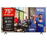TCL 75Q6C QD-Mini LED TV, 4K HDR Premium 1000nits, Smart TV alimenté par Google (Dolby Vision IQ et Atmos, système Audio Onkyo 2.1, Motion Clarity Pro 144Hz, Game Master, contrôle Vocal Mains Libres)