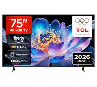 TCL 75V6D 75 Pouces 4K HDR, Fire TV, HDR10+, Dolby Atmos, DTS:X, Game Master, Motion Clarity, AirPlay 2, Press & Ask Alexa
