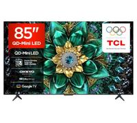 TCL 85Q6C QD-Mini LED TV, 4K HDR Premium, Smart TV alimenté par Google (Dolby Vision IQ et Atmos, Panneau HVA Mat, système Audio Onkyo 2.1, Motion Clarity Pro 144Hz, Game Master)