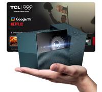 TCL PlayCube 4K FHD Videoprojecteur -〔GTV/Netflix/Disney〕Projecteur Mini Portable, Compatible 1080P, AutoFocus, Keystone, 750 Lumens ISO, Réglable 360°, pour Home Cinéma, Intérieur, Extérieur, Gaming