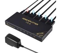 TCNEWCL 4K 60Hz Répartiteur HDMI 1 entrée 4 Sorties, Splitter HDMI 1 in 4 Out Distributeur Vidéo, Supporte HDCP RGB YUV 4:4:4 pour Projecteur, TV, Lecteur Blu-Ray PC