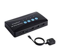TCNEWCL 4K Commutateur KVM Switch 4 Port, Switch KVM HDMI USB pour brancher max 4 PC sur 1 Écran et 3 Périphériques USB, avec Contrôleur de bureau et 4 Câbles KVM 2-en-1