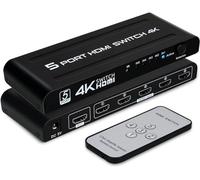 TCNEWCL 4K Switch HDMI 5 entrées 1 Sortie, 5x1 Commutateur 5 Ports avec Télécommande Prise en Charge 4K UHD 3D, Multiprise pour TV DVD PS4 Xbox Lecteur Blu-Ray