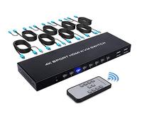 TCNEWCL Commutateur KVM Switch HDMI 8 ports, 4K HDMI USB KVM Switch, pour Brancher 8 PC sur 1 Écran HD et Clavier Souris Scanner Imprimeur, 8 Câbles 2-en-1 Inclus