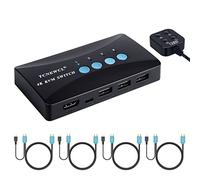 TCNEWCL Commutateur KVM USB HDMI 4 Ports avec Câbles, KVM Switch pour 4 PC, Soutien 3840 x 2160/4 K × 2 K @ 30 Hz, Partage de Moniteur, Slavier et Souris, Imprimante