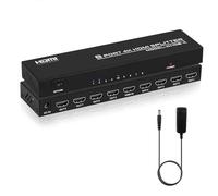TCNEWCL Répartiteur HDMI 1 entrée 8 Sorties, 1x8 Splitter HDMI 4K Distributeur Audio Vidéo avec Adaptateur Secteur, Supporte 3D, HDCP, Compatibilité avec HDTV, Xbox, PS4, Lecteur Blue-Ray, Projecteur