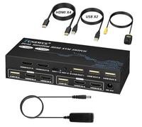 TCNEWCL Switch KVM HDMI 2 Écrans 2 PC, 4K@60Hz Commutateurs KVM 2 entrées 2 Sorties pour brancher 2 PC sur 2 écrans, USB 2.0, HDMI 2.0, HDCP2.2, avec télécommandes filaire
