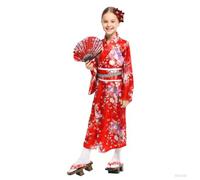 TCNGKIJIUK Kimono Japonais pour Filles Robe Yukata Japonaise Imprimé Enfants Peignoir Kimono Traditionnel Costume de Fête pour Halloween Cosplay Mariage Performance - Rouge