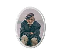 TCNGKIJIUK Plaque Funéraire Personnalisée en Porcelaine Pierre Tombale Cimetière Cadre Photo Personnalisé en Céramique Portrait Commémoratif Personnalisé DIY Cadeau de Vieil Homme Mère Père Animal