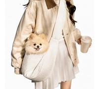 TCNGKIJIUK Sac de Transport Portable pour Chien Chat Sac à Bandoulière Mains Libres pour Petits Chiens Chats Chiots Sac à Voyage en Toile Respirant pour Extérieur Marche Métro