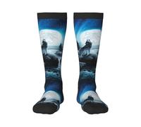 Tcoay Chaussettes chaudes pour adultes, chaussettes de sport en polyester, motif « Ressentiment du loup »