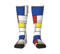 Tcoay Chaussettes chaudes pour adultes pour hommes et femmes, chaussettes de sport en polyester, style minimaliste Mondrian De Stijl, art moderne