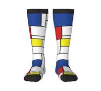 Tcoay Chaussettes chaudes pour adultes pour hommes et femmes, chaussettes de sport en polyester, style minimaliste Mondrian De Stijl, art moderne