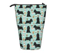 Tcoay Cocker Spaniel avec cafés Chien Cocker Spaniel Noir, Porte-Crayon Debout Sac de Papeterie Pochette à Crayons Organisateur Trousse à Crayons télescopique