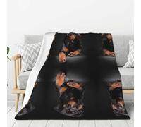 Tcoay Couverture décorative en Flanelle, jeté de lit en Peluche, Couverture pour la literie, Le canapé et Les Voyages, Motif Rottweiler Aimant, confiant et fidèle