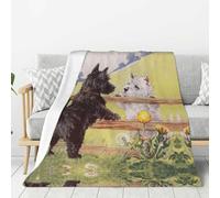 Tcoay Couverture décorative en Flanelle, jeté de lit en Peluche, Couverture pour la literie, Le canapé et Les Voyages, Motif Scottish Terrier et West Highland Terrier