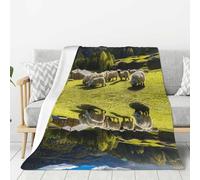 Tcoay Couverture décorative en Flanelle, jeté de lit en Peluche, Couverture pour la literie, Le canapé et Les Voyages, Alpes suisses, Valais, nid de Mouton à Nez Noir, Animaux, Nature