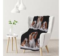 Tcoay Couverture décorative Motif Cavalier King Charles Spaniel et Ses Petits, idéale pour canapé, lit ou Fauteuil, et Parfaite pour Les Voyages (76 x 102 cm).