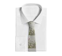 Tcoay Cravates de mode Cravates d'affaires pour hommes fines pour fête de mariage,Bordure florale vintage, herbes et fleurs sauvages, gravure botanique, style végétation des champs