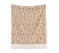 Tcoay Écharpe en faux cachemire, châle imprimé pour femme, motif floral vintage avec un border terrier