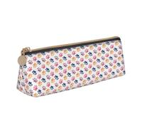 Tcoay Empreinte Animale en Forme de Patte sur Fond Blanc, Trousse à Crayons Triangulaire Portable avec Fermeture éclair, Sac cosmétique en Cuir PVC pour Adolescents et Adultes
