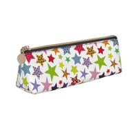 Tcoay Étoiles aux Couleurs Vives, Trousse à Crayons Triangulaire Portable avec Fermeture éclair, Sac cosmétique en Cuir PVC pour Adolescents et Adultes
