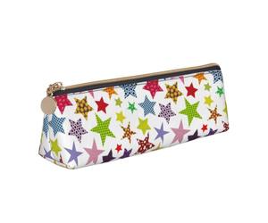 Tcoay Étoiles aux Couleurs Vives, Trousse à Crayons Triangulaire Portable avec Fermeture éclair, Sac cosmétique en Cuir PVC pour Adolescents et Adultes