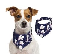 Tcoay Fleurs de Magnolia Bleu Marine,Bavoir pour Animaux de Compagnie, écharpe, Bandana pour Chats et Chiens, Serviette pour Chiens, écharpe réglable pour Animaux de Compagnie,M