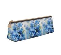 Tcoay Fleurs de Myosotis à l'aquarelle, Trousse à Crayons Triangulaire Portable avec Fermeture éclair, Sac cosmétique en Cuir PVC pour Adolescents et Adultes