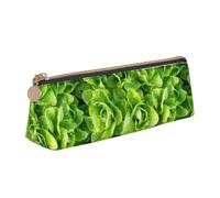 Tcoay Laitue Romaine fraîche, Trousse à Crayons Triangulaire Portable avec Fermeture éclair, Sac cosmétique en Cuir PVC pour Adolescents et Adultes