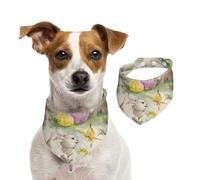 Tcoay Lapin de Pâques Vintage avec Fleurs,Bavoir pour Animaux de Compagnie, écharpe, Bandana pour Chats et Chiens, Serviette pour Chiens, écharpe réglable pour Animaux de Compagnie,S