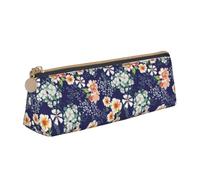 Tcoay Magnifique Jardin Fleuri, pétales et Feuilles de Prairie Orange, Trousse à Crayons Triangulaire Portable avec Fermeture éclair, Sac cosmétique en Cuir PVC pour Adolescents et Adultes