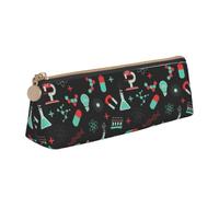 Tcoay Modèles de Chimie Verte et de Science, Trousse à Crayons Triangulaire Portable avec Fermeture éclair, Sac cosmétique en Cuir PVC pour Adolescents et Adultes