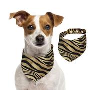 Tcoay Peau d'animal zèbre Noir et Or Africain sépia,Bavoir pour Animaux de Compagnie, écharpe, Bandana pour Chats et Chiens, Serviette pour Chiens, écharpe réglable pour Animaux de Compagnie,S