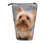 Tcoay Portrait d'un Yorkshire Terrier Miniature, Photo de Yorkshire Terrier, Porte-Crayon Debout, Sac de Papeterie, Pochette à Crayons, étui à Crayons télescopique