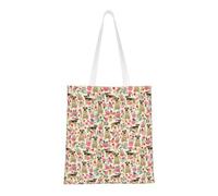 Tcoay Sac à provisions réutilisable, sac à main pour les courses, sac à bandoulière en toile polyvalent,Border Terrier Chien Fleurs Vintage