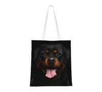 Tcoay Sac à provisions réutilisable, sac à main pour les courses, sac à bandoulière en toile polyvalent,Portrait d'un chien Rottweiler