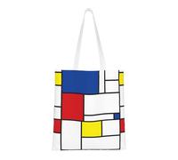 Tcoay Sac à provisions réutilisable, sac à main pour les courses, sac à bandoulière en toile polyvalent,Mondrian Minimaliste De Stijl Modern Art